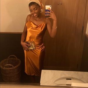 Satin Midi Dress Rustic Orange